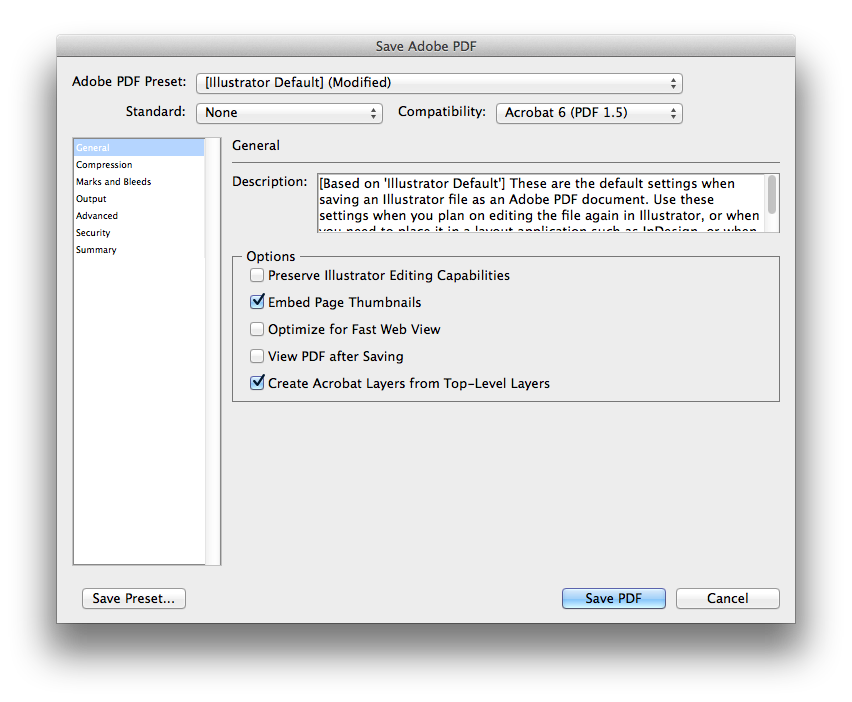 Screenshot of Adobe Illustrator showing the export settings.