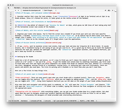 Photo of BBEdit, with this article loaded