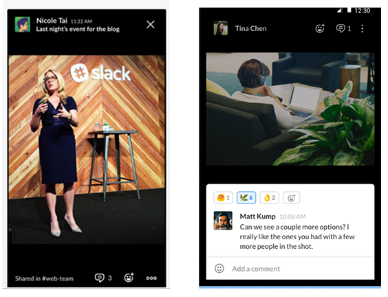 Screenshot of slack ios and android app