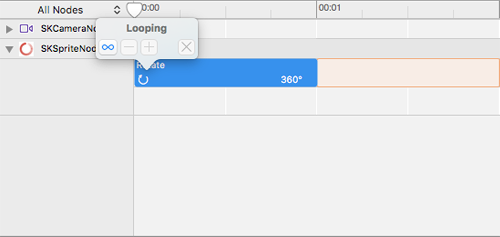 Setting the looping options for the rotation action