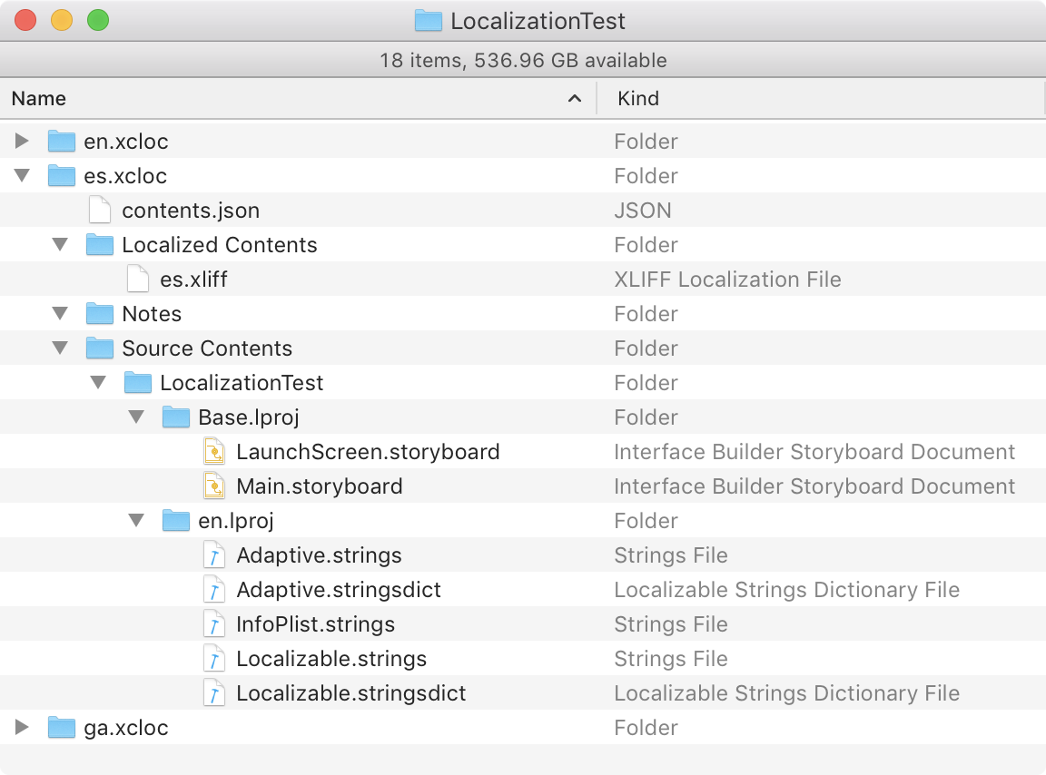 Xcode Localization Catalog structure
