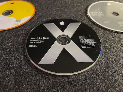 Mac OS X Tiger install DVD with Xcode 2 included.