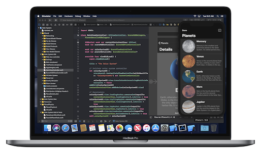 Xcode 10 showing dark mode and editor changes.