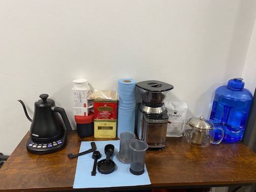 Makeshift coffe bar