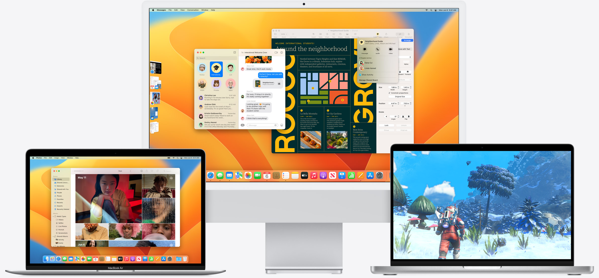 Image showing macOS Ventura running on a MacBook and iMac.