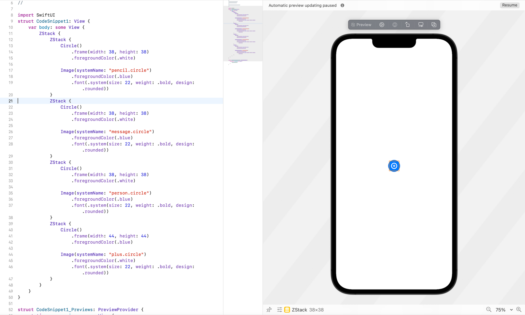 Xcode showing the code below in the SwiftUI Editor