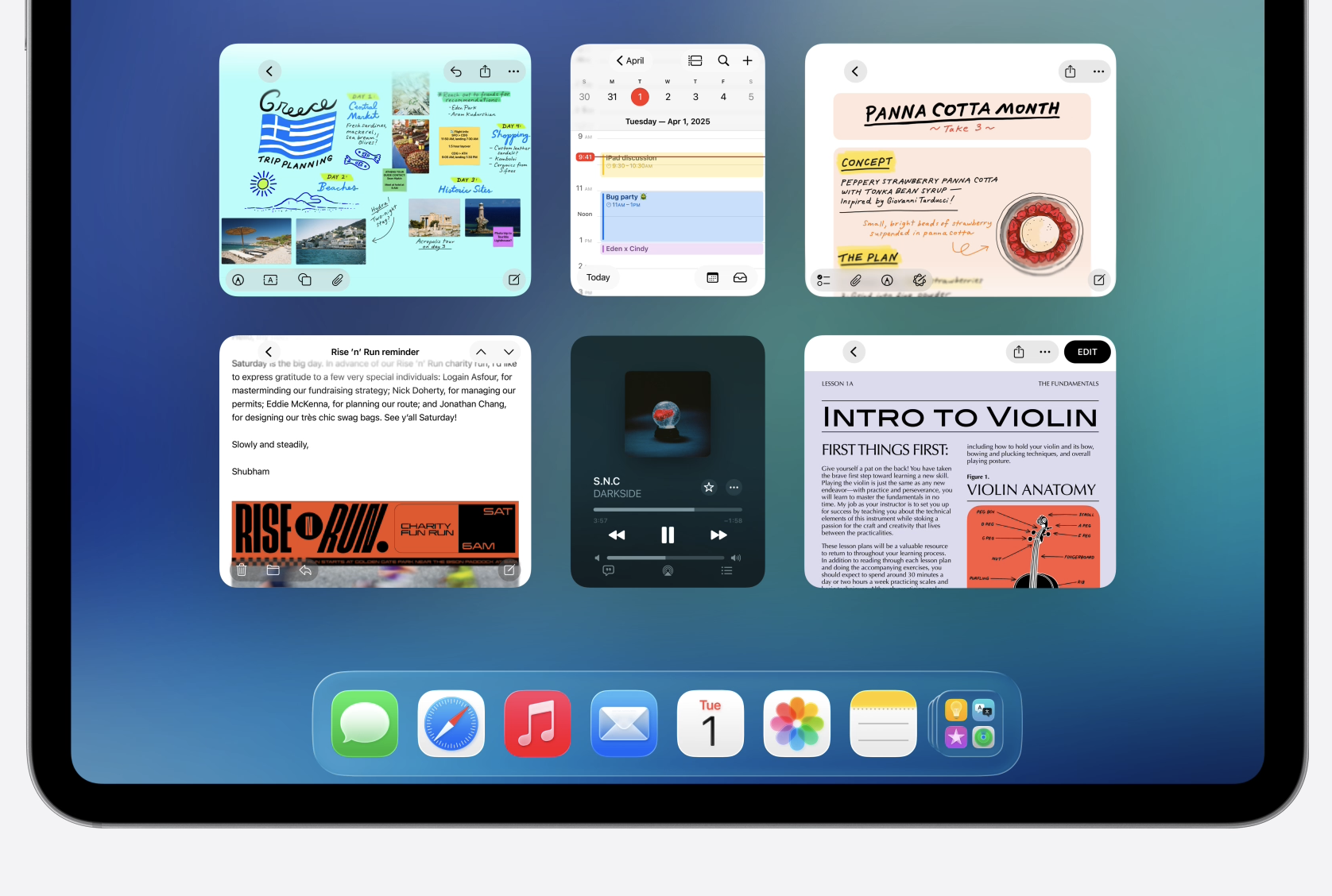 Screenshots of iPadOS 26 showing the new windowing system
